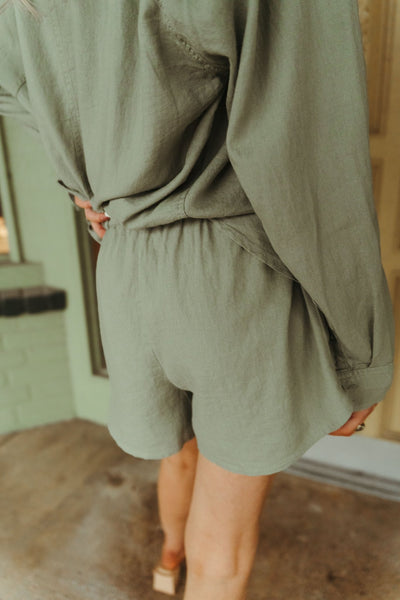 The Perfect Linen Shorts Avocado ZS252686 - Southern Soule Designs