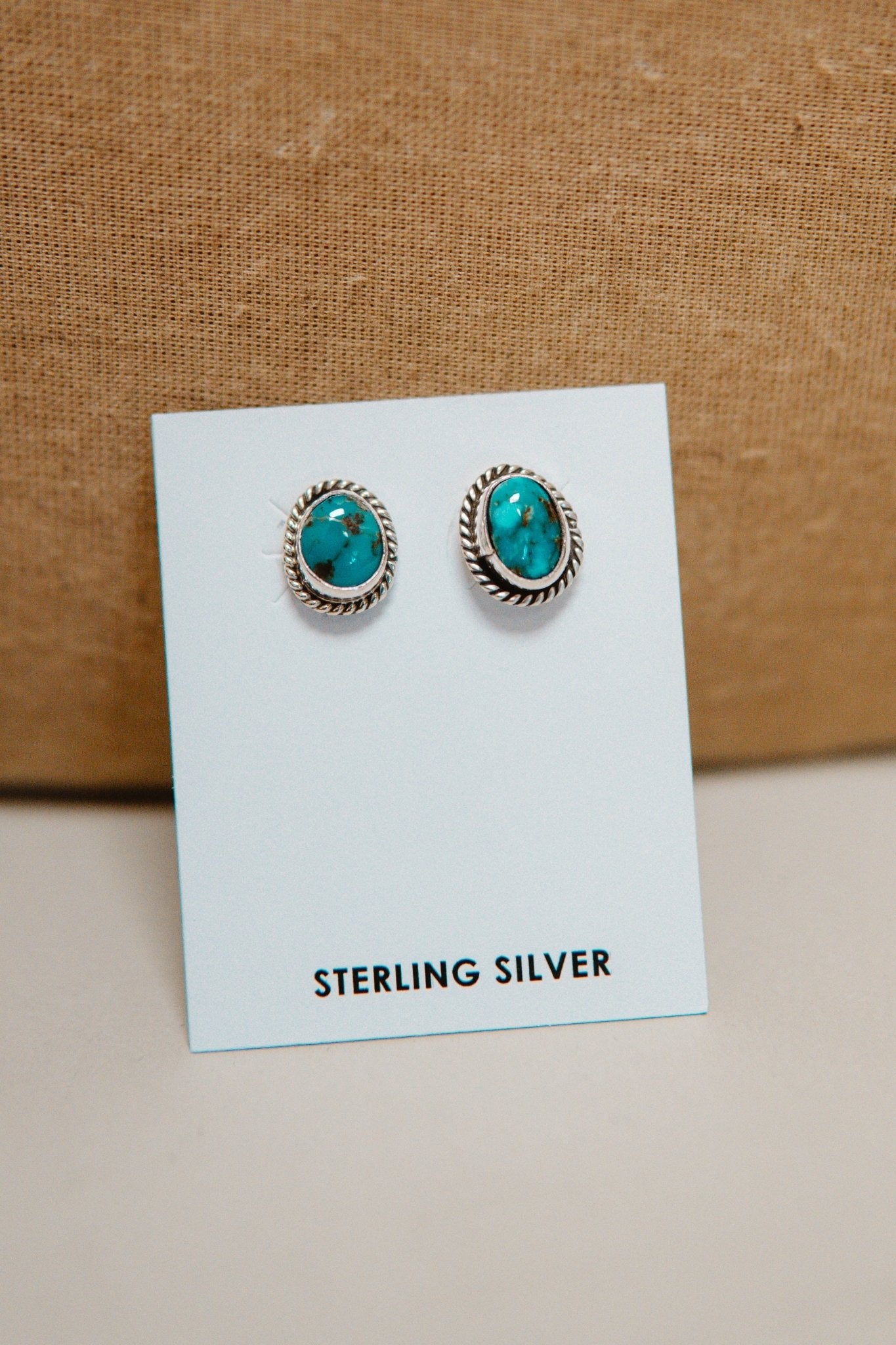 Tiny Turq Oval Studs - Southern Soule Designs