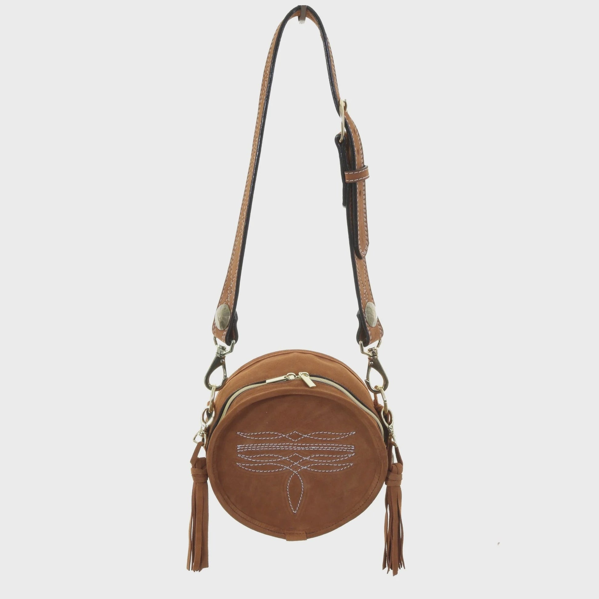 Toast Suede Circle Tote CRT16 - Southern Soule Designs
