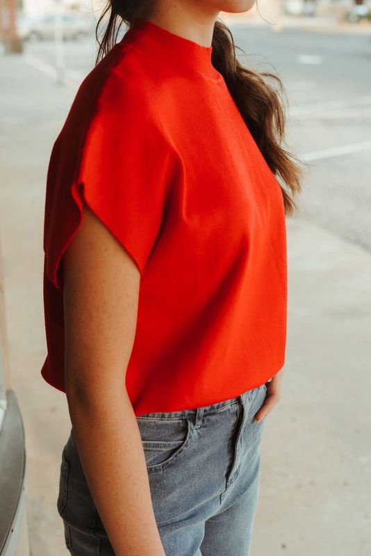 Tomato Knit Mock Neck Top SG8414 - Southern Soule Designs