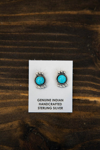 Turq Circle Detailed Stud - Southern Soule Designs