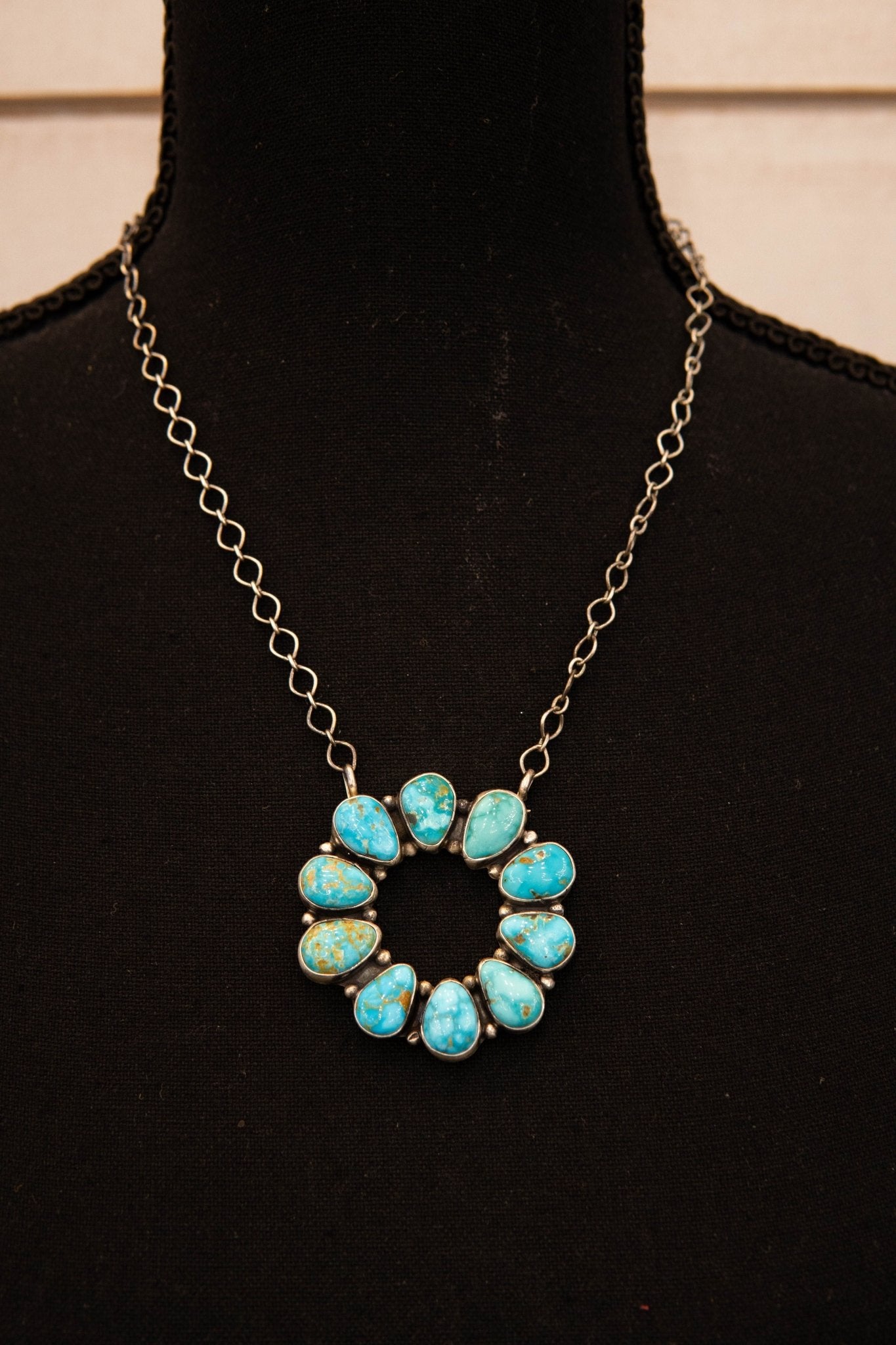 Turq Circle Pendant with Chain - Southern Soule Designs