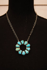 Turq Circle Pendant with Chain - Southern Soule Designs