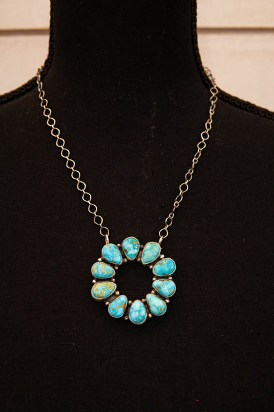Turq Circle Pendant with Chain - Southern Soule Designs