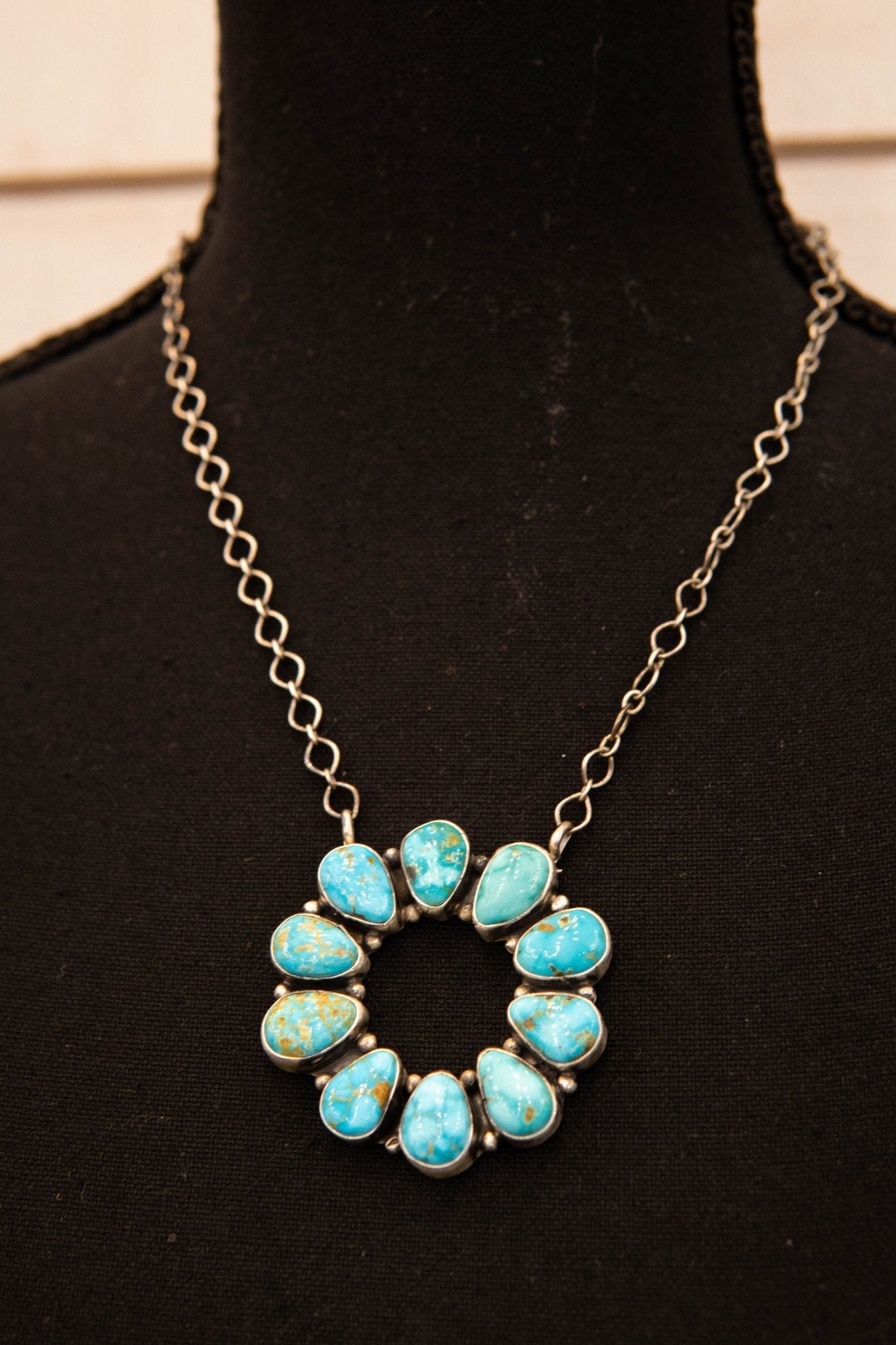 Turq Circle Pendant with Chain - Southern Soule Designs