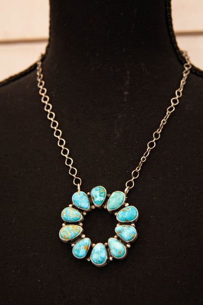 Turq Circle Pendant with Chain - Southern Soule Designs