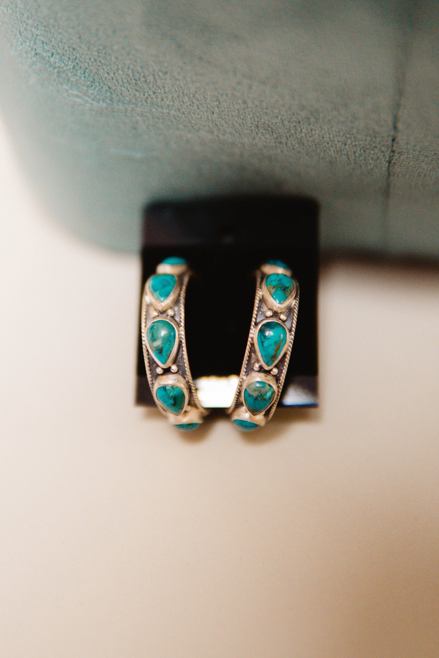 Turq Silver Hoop Earrings