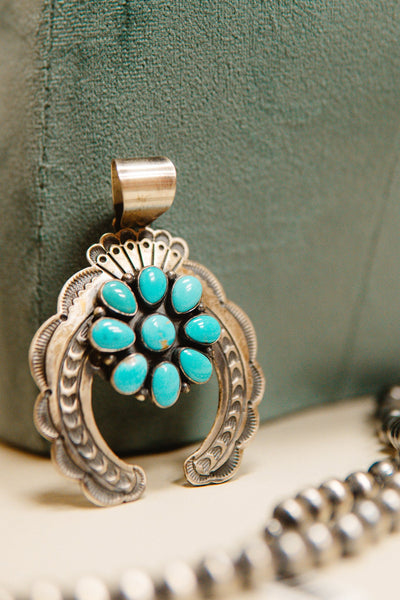 Turq Horseshoe Cluster Pendant - Southern Soule Designs