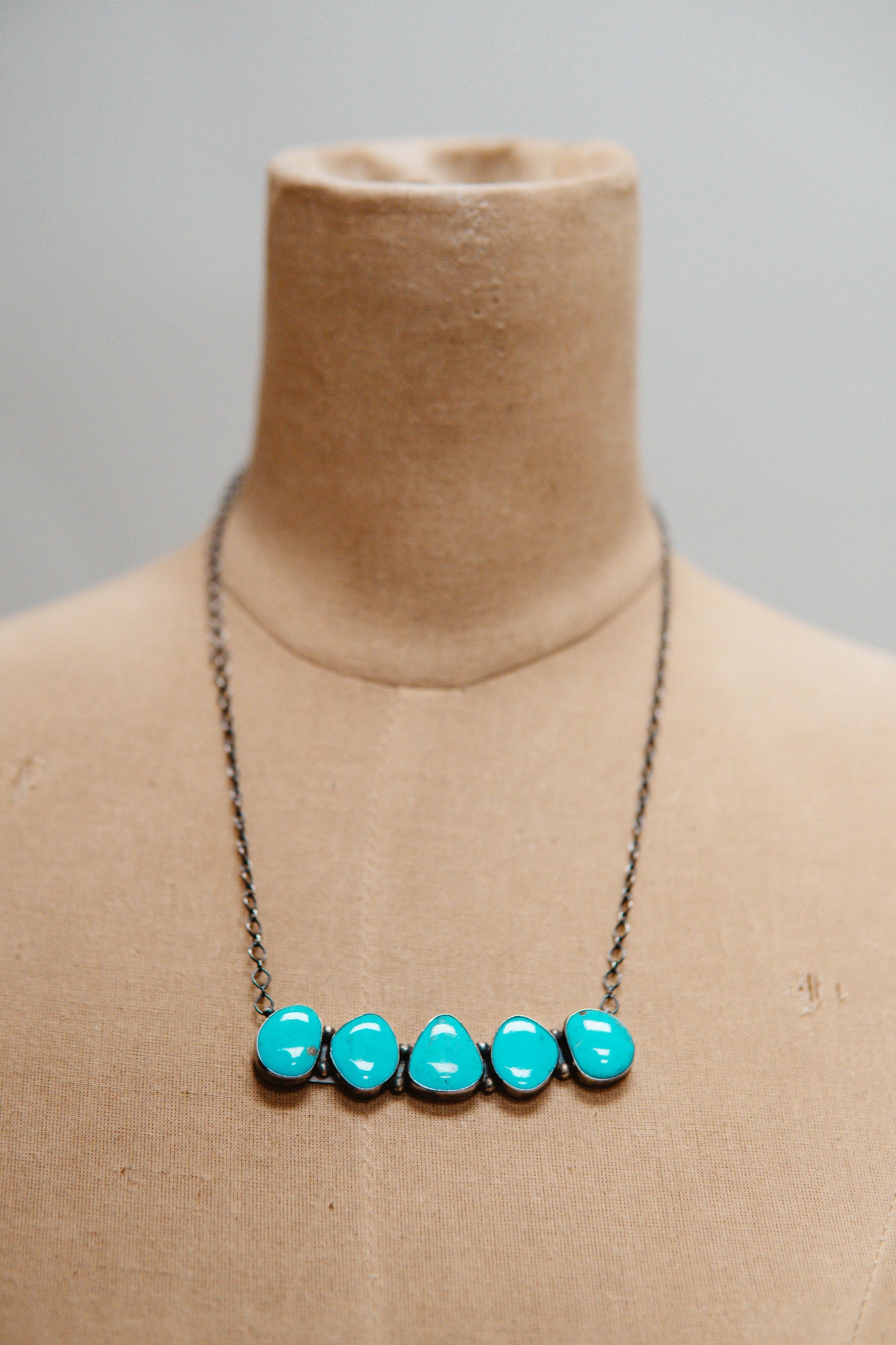 Turq Large 5 Stone Bar Necklace