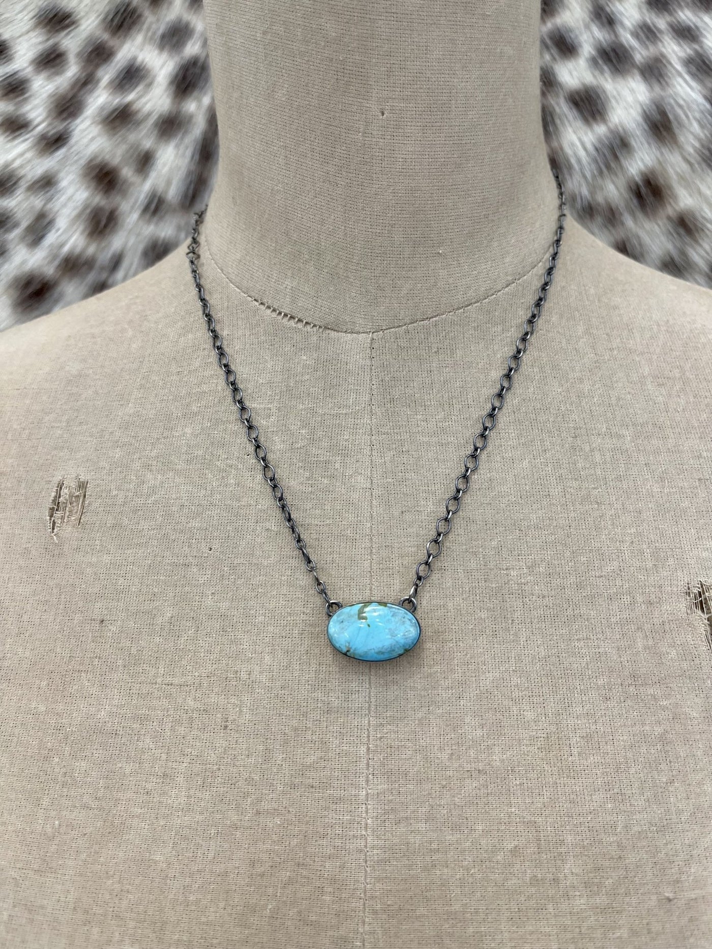 Turq Oval Sterling Necklace - Southern Soule Designs