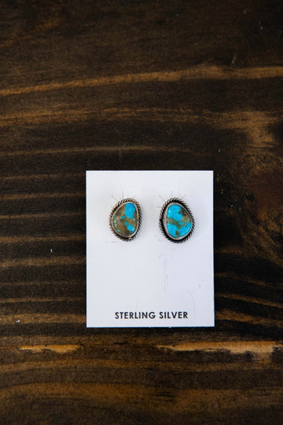 Turq Oval Studs - Southern Soule Designs