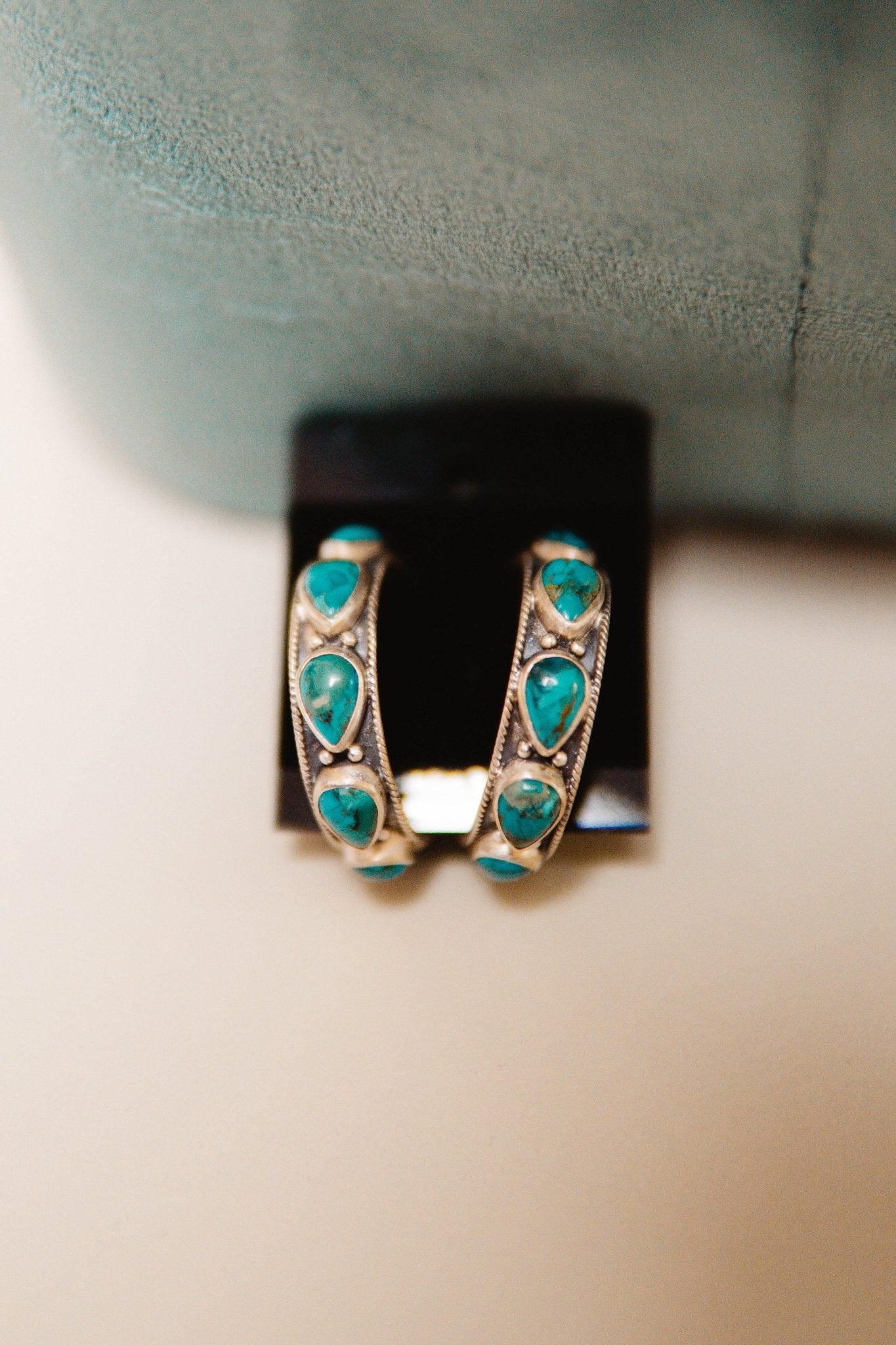 Turq Silver Hoop Earrings - Southern Soule Designs