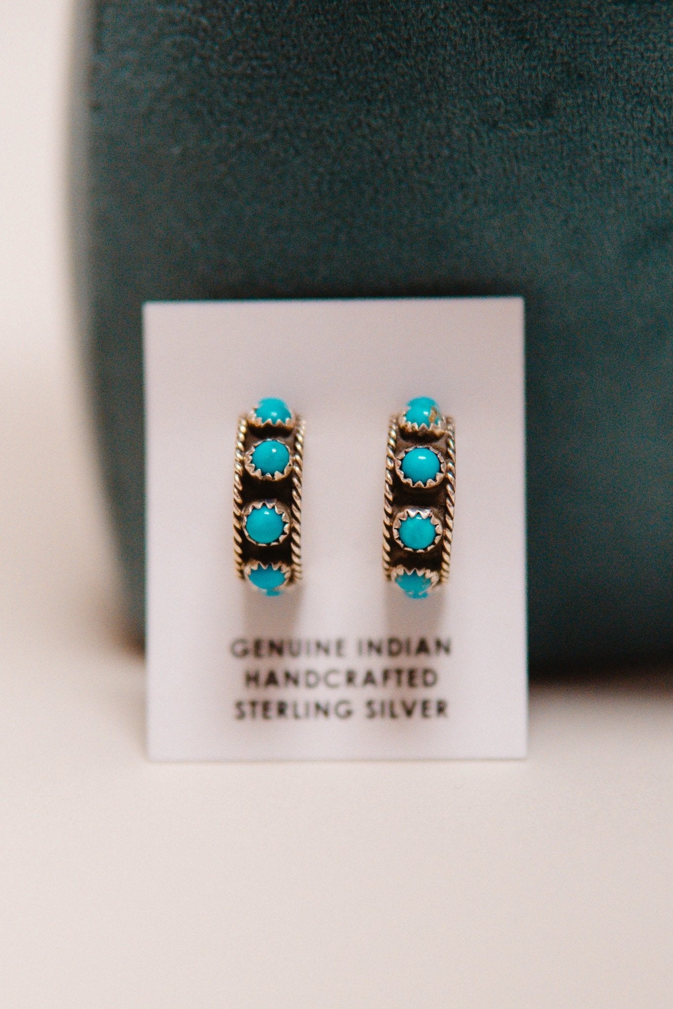 Turq Stone Sterling Mini Hoop - Southern Soule Designs