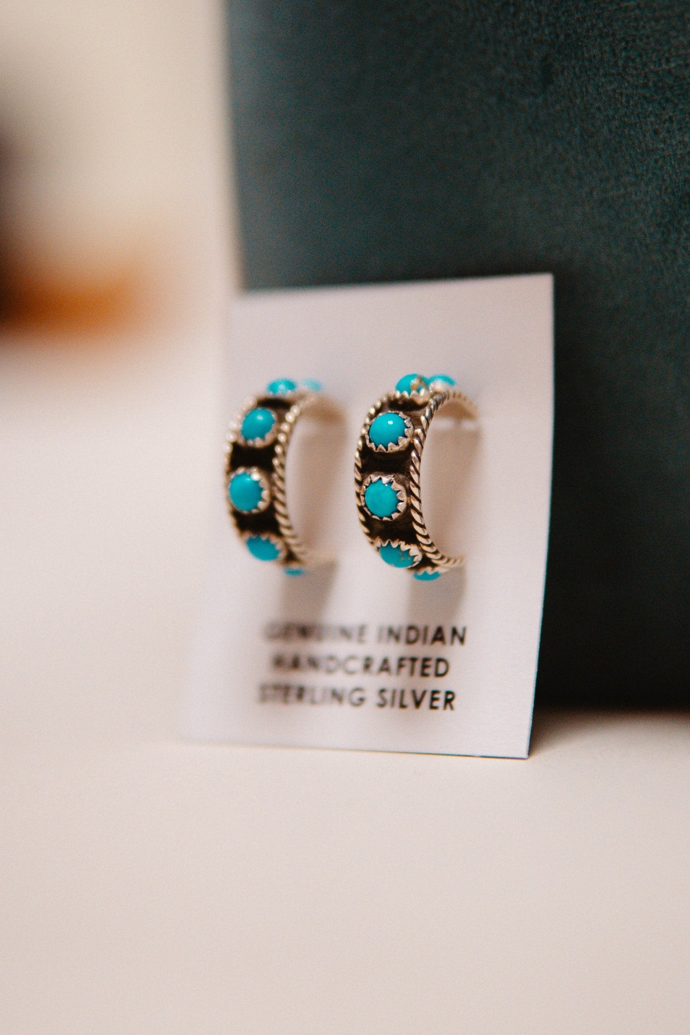 Turq Stone Sterling Mini Hoop - Southern Soule Designs