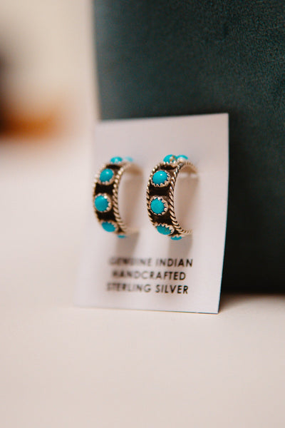 Turq Stone Sterling Mini Hoop - Southern Soule Designs