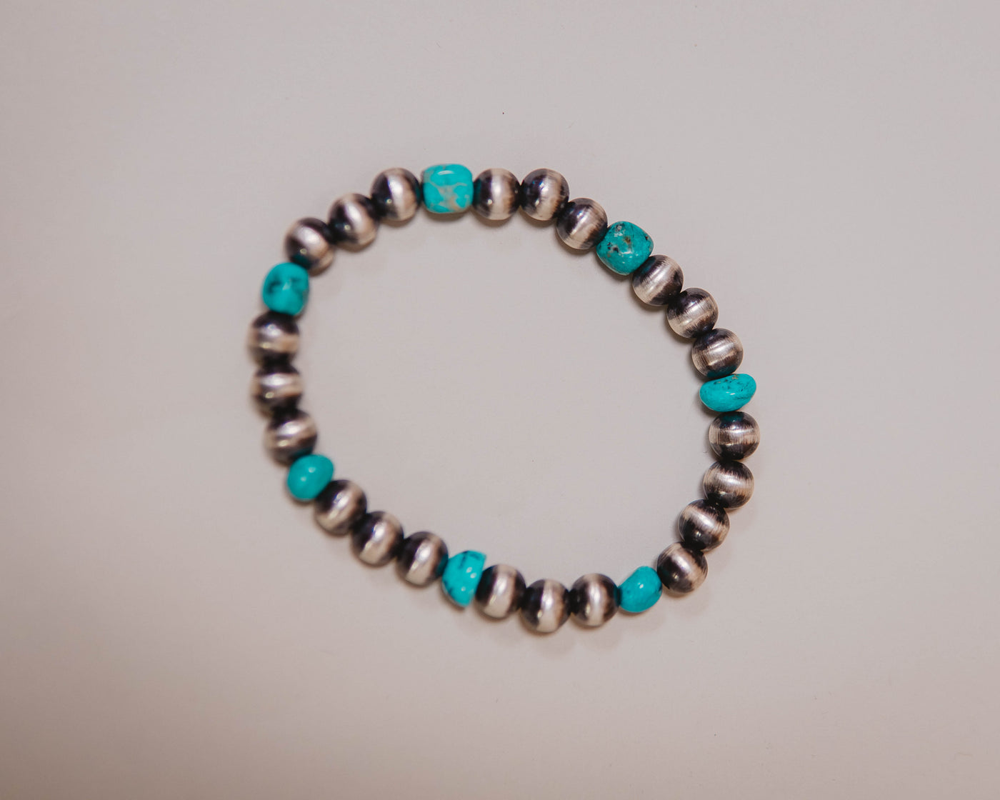 Turq/Pearl Stretch Bracelet