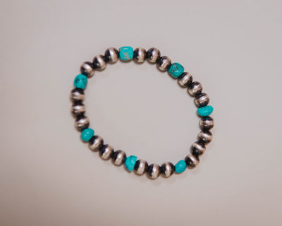 Turq/Pearl Stretch Bracelet