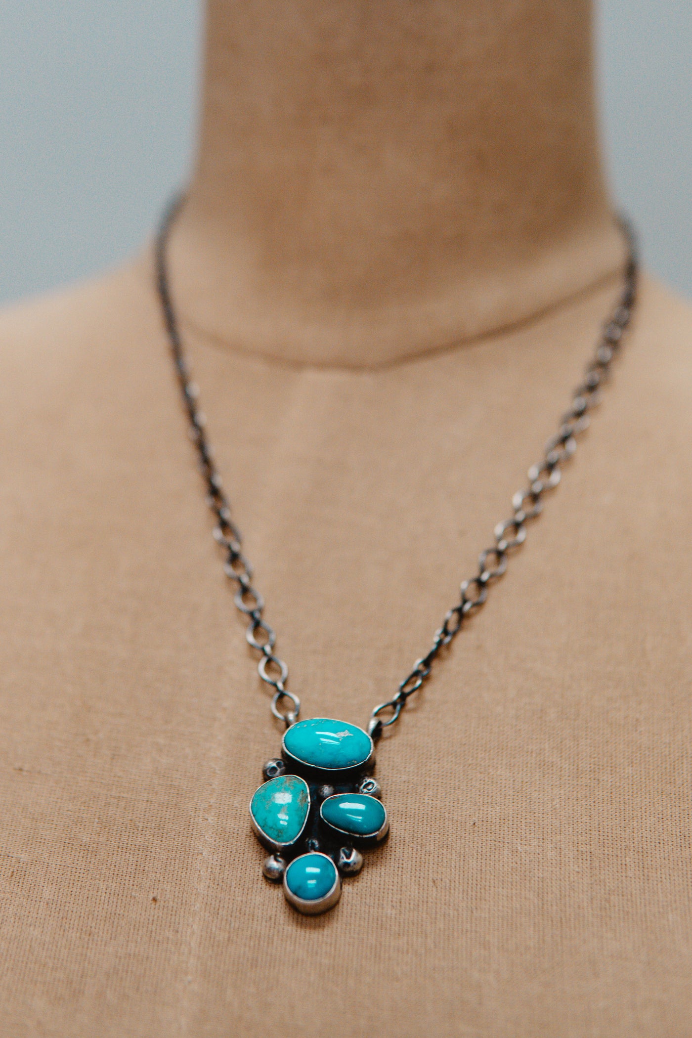 Multi Stone Turq Link Necklace