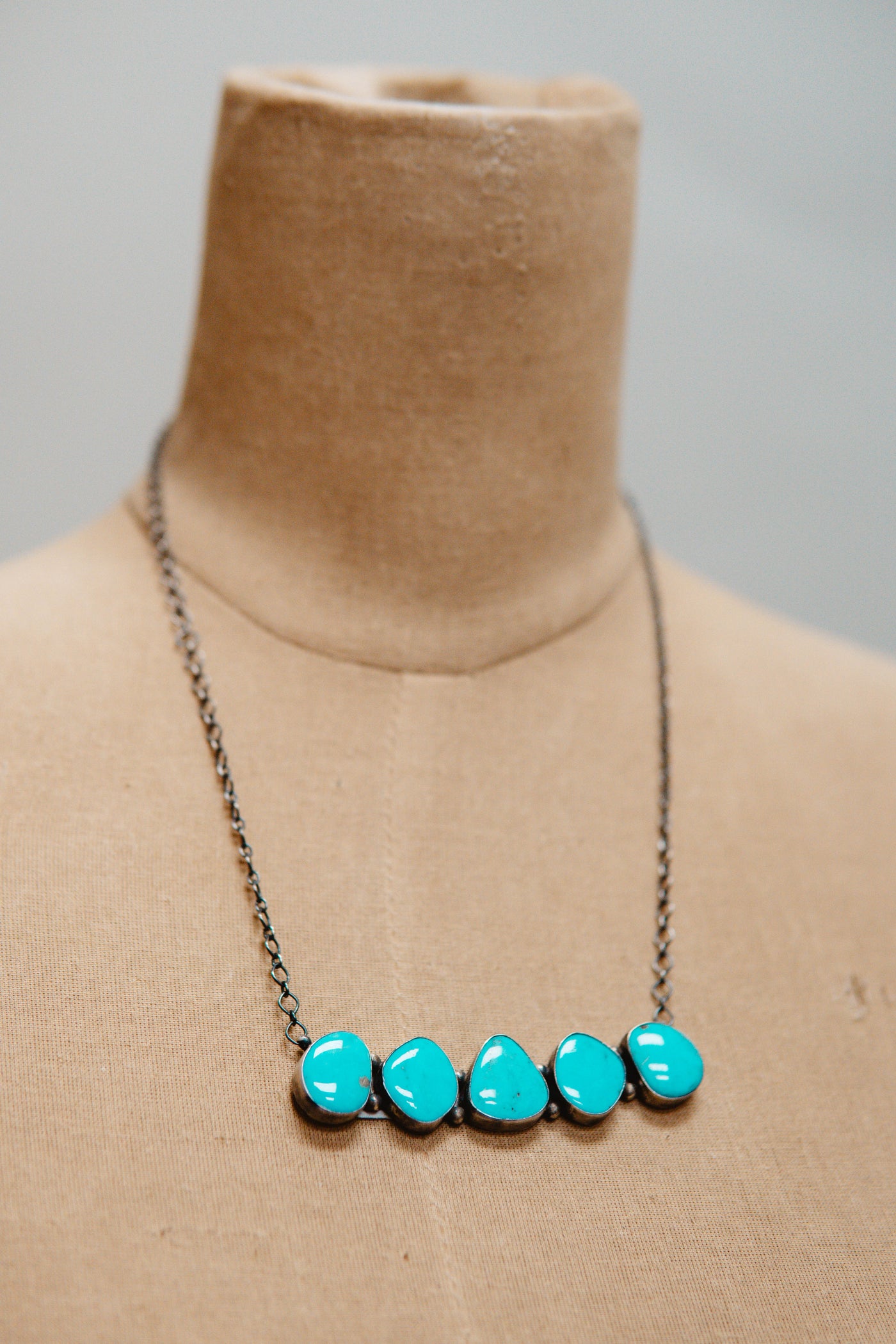 Turq Large 5 Stone Bar Necklace