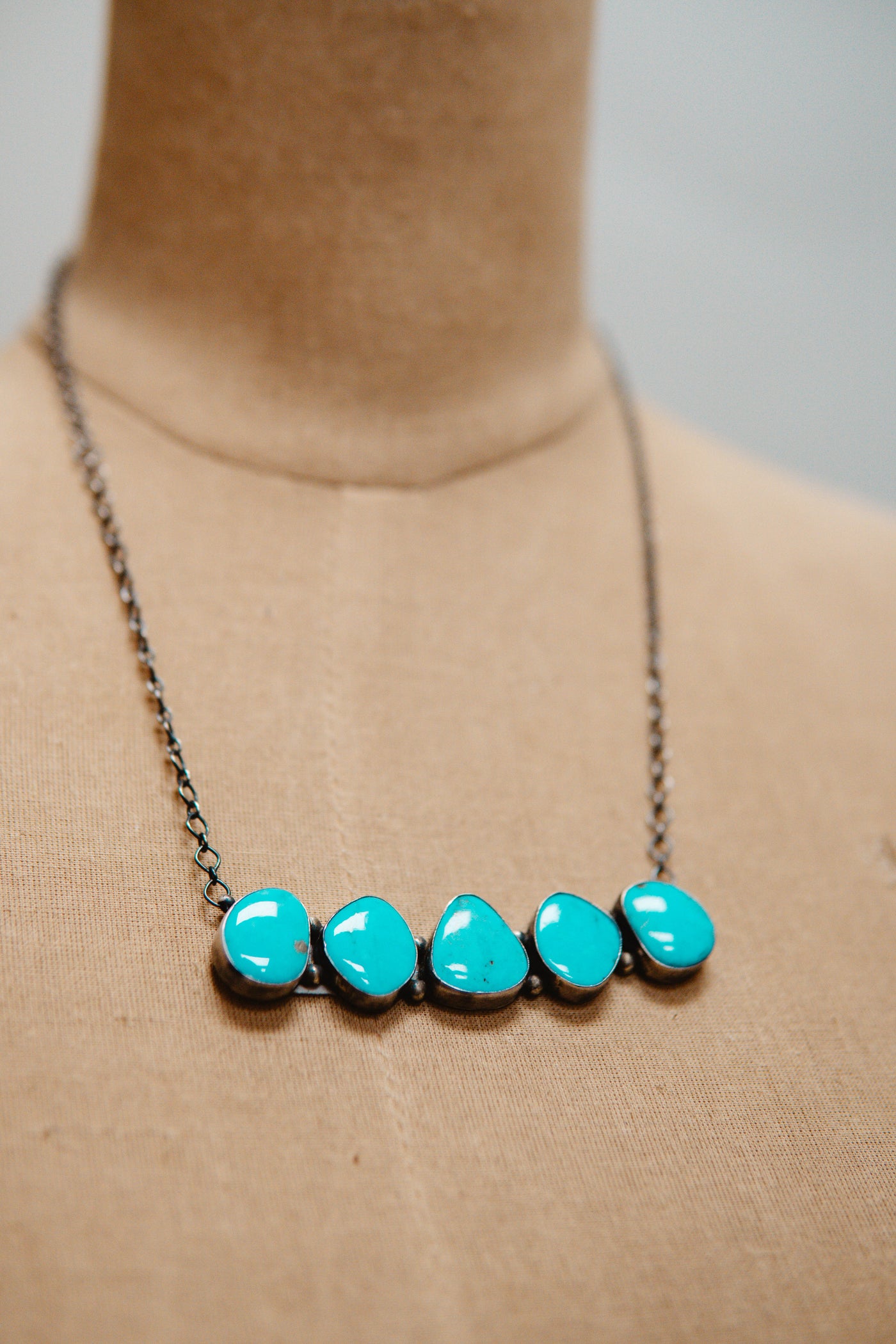 Turq Large 5 Stone Bar Necklace