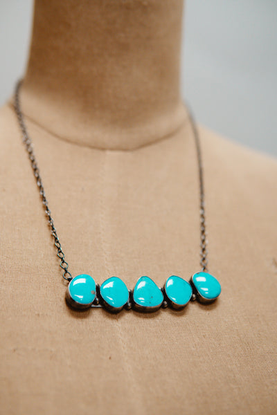 Turq Large 5 Stone Bar Necklace