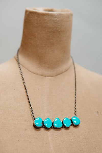 Turq Large 5 Stone Bar Necklace