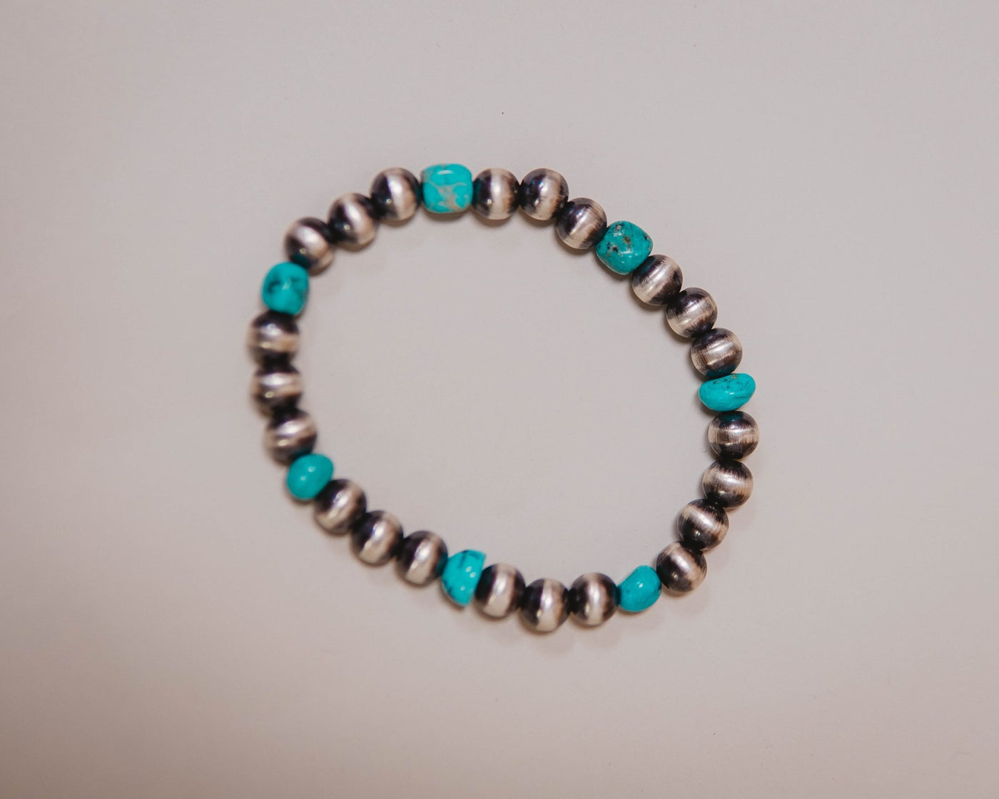 Turq/Pearl Stretch Bracelet - Southern Soule Designs