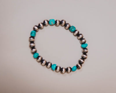 Turq/Pearl Stretch Bracelet - Southern Soule Designs