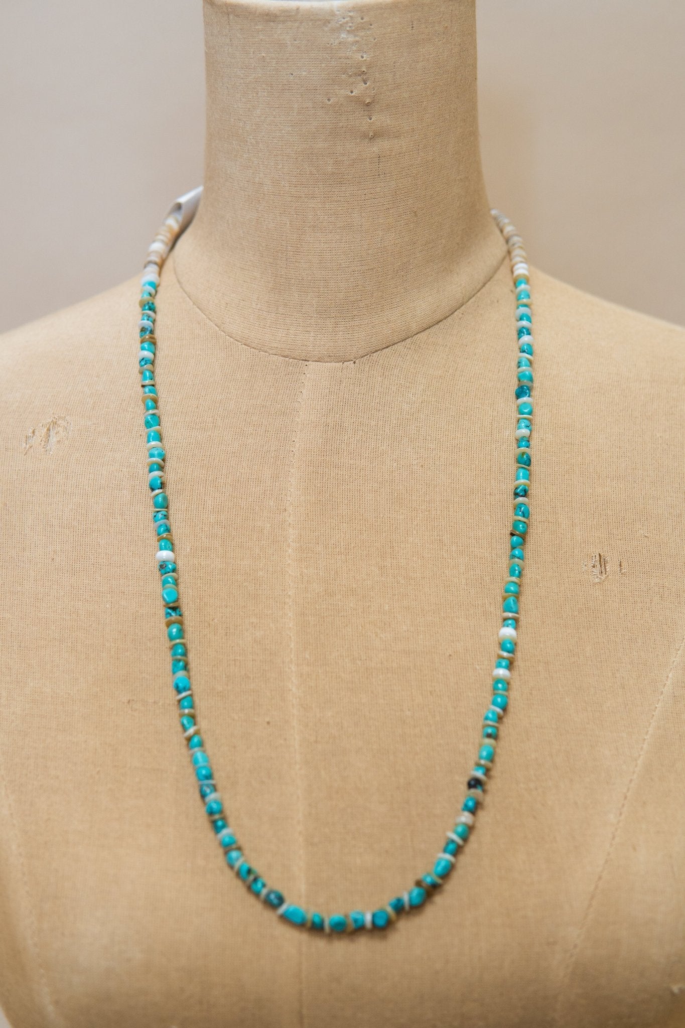 Turquoise & Shell Long Necklace - Southern Soule Designs
