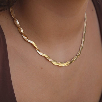 Twisted 18K Gold Dip Stainless Steel Necklace B4JN2480 - Southern Soule Designs
