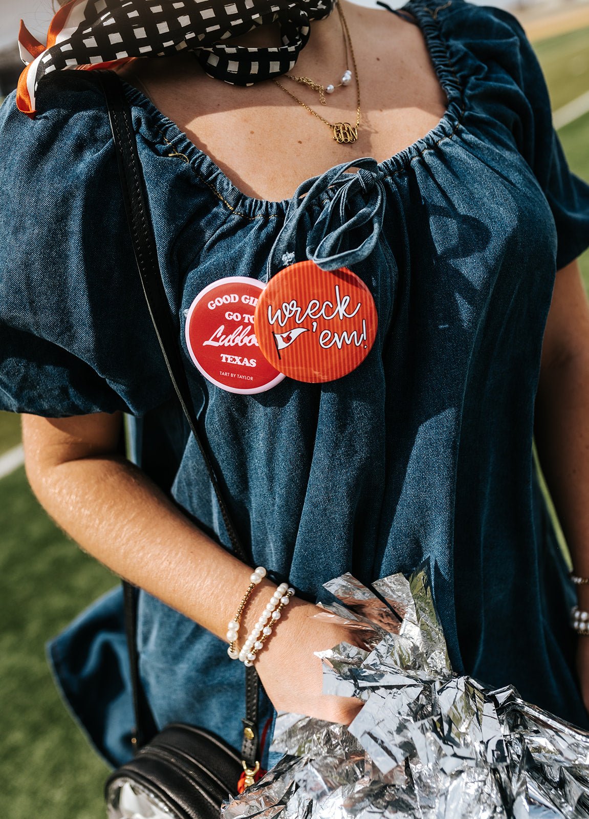 Two Tone Red Pinstripe Wreck 'Em Button 1059 - Southern Soule Designs