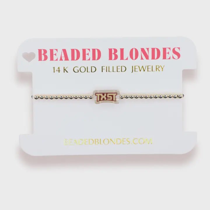 TXST Logo Bracelet On Gold - Southern Soule Designs