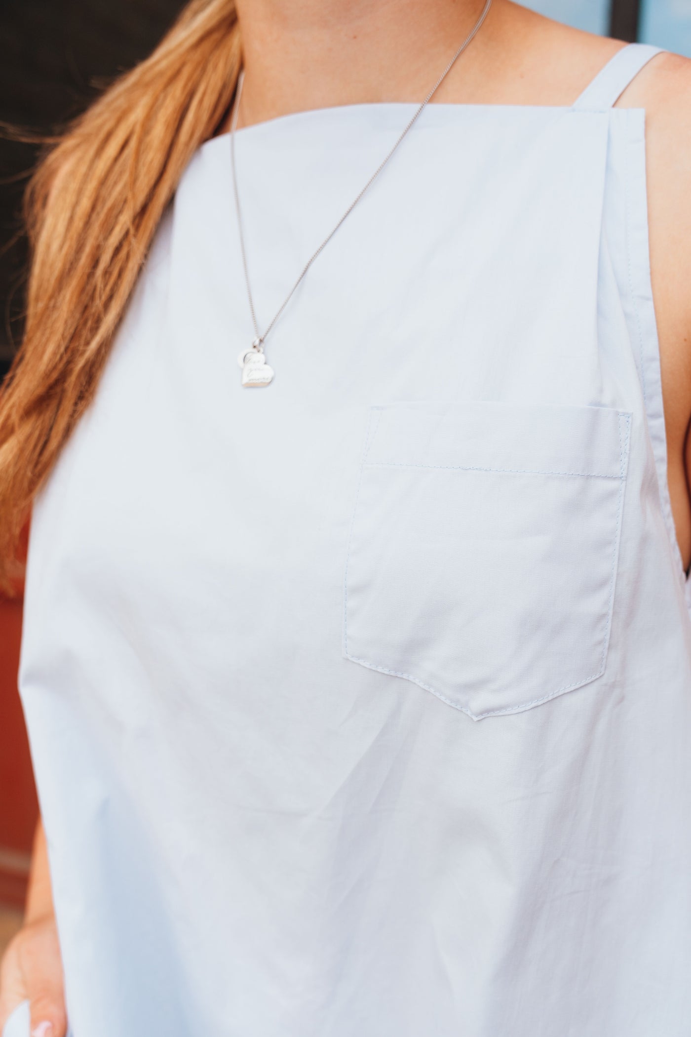 Light Blue Sleeveless Mini Dress with Pleated Back ILD4997
