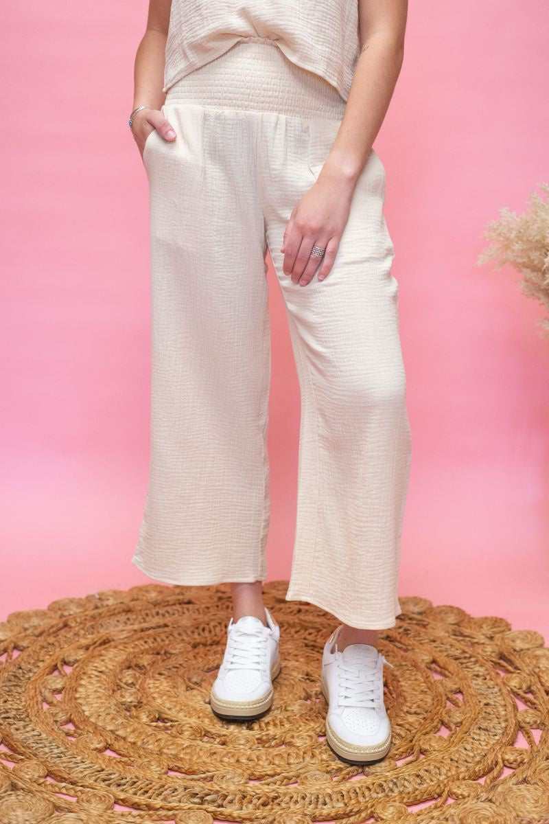 Butter Gauze Smock Waist Pant