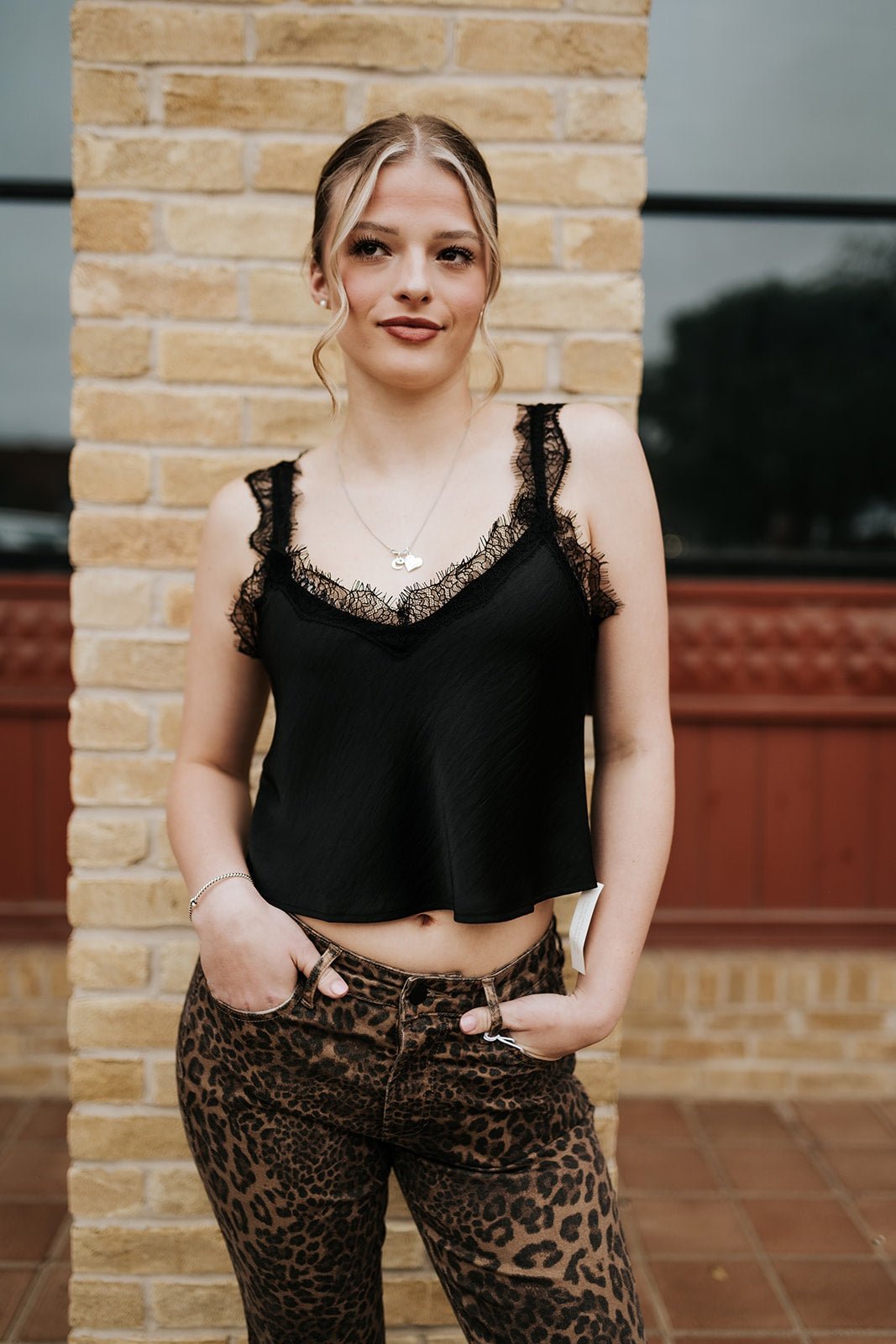 Uma Lace Satin Cami Black ZT254620 - Southern Soule Designs