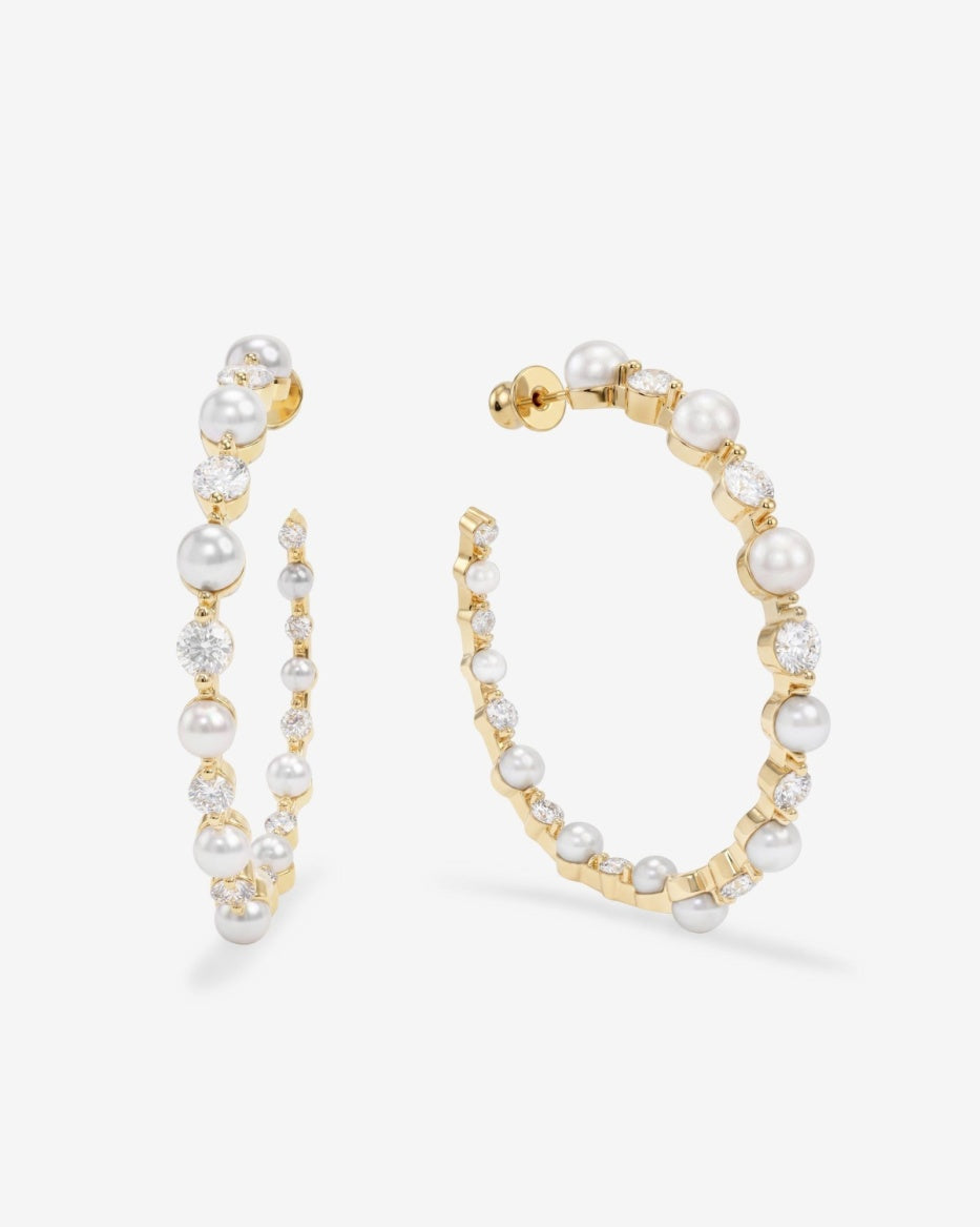 She's an Icon Pearl Hoops 2"