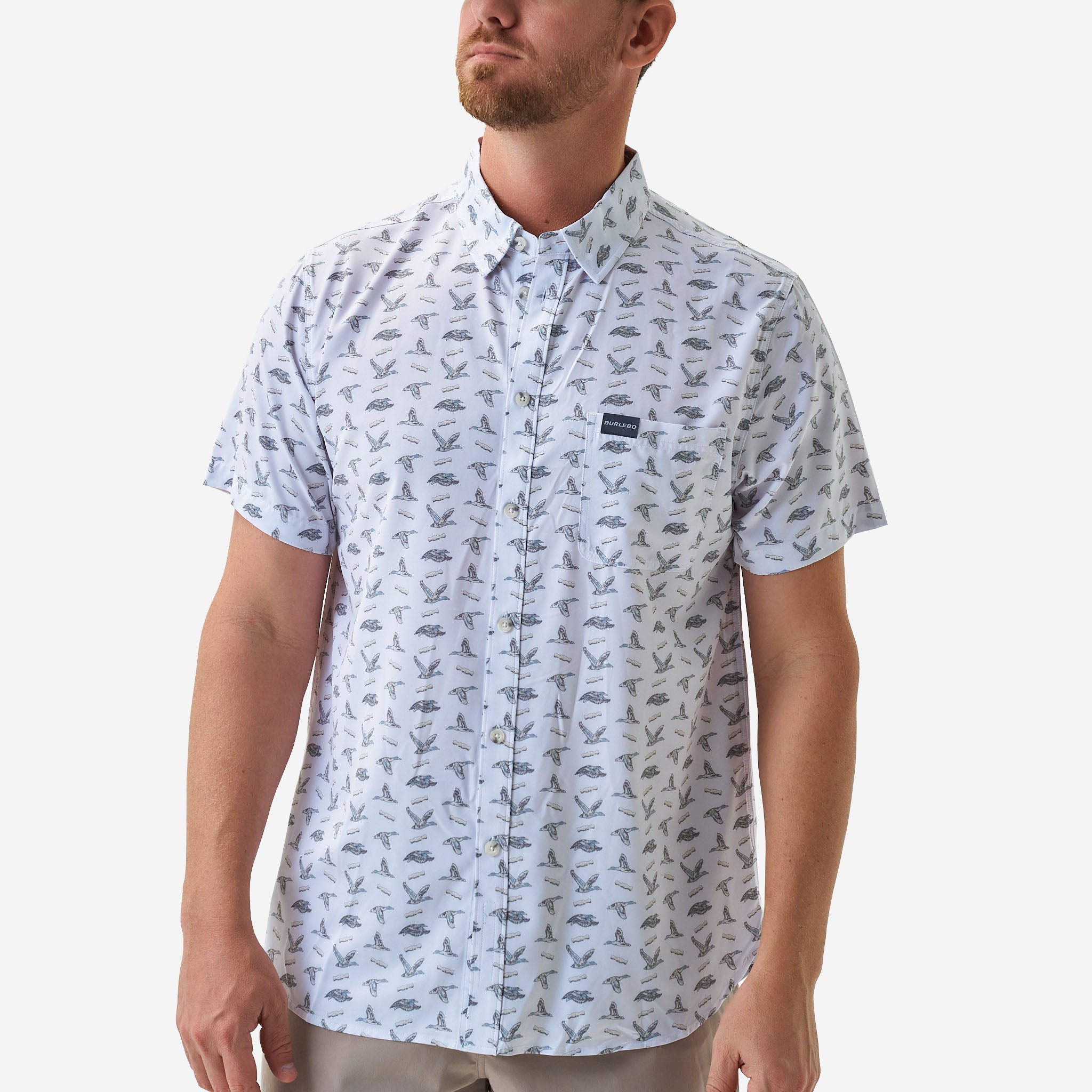 Burlebo White Ducks and Calls Performance Button Up