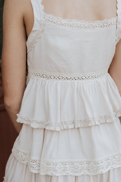 V - Neck Lace & Ruffle Sleeveless Tiered Mini Dress - Southern Soule Designs