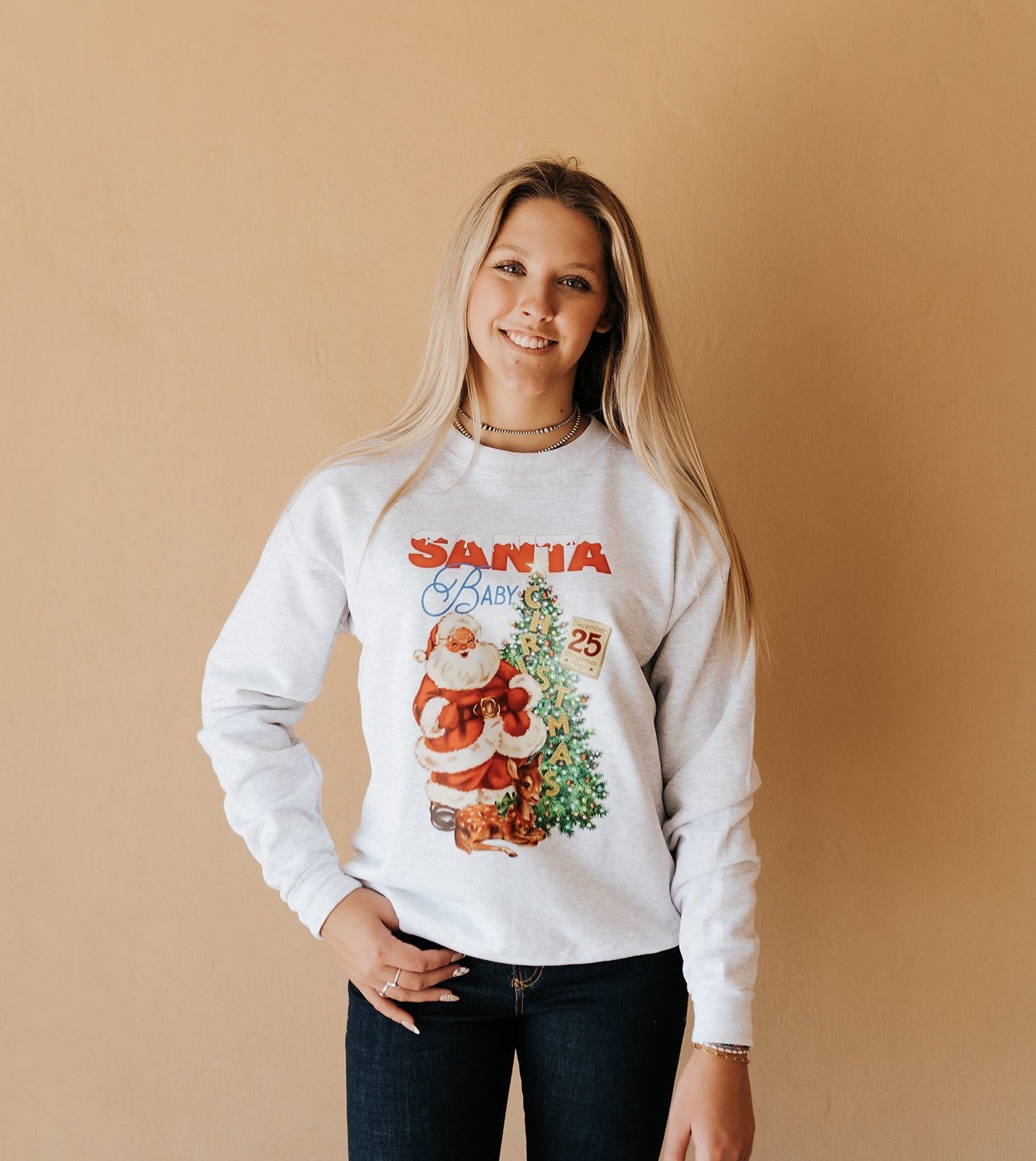 Vintage Santa Baby Sweatshirt - Ash - Southern Soule Designs