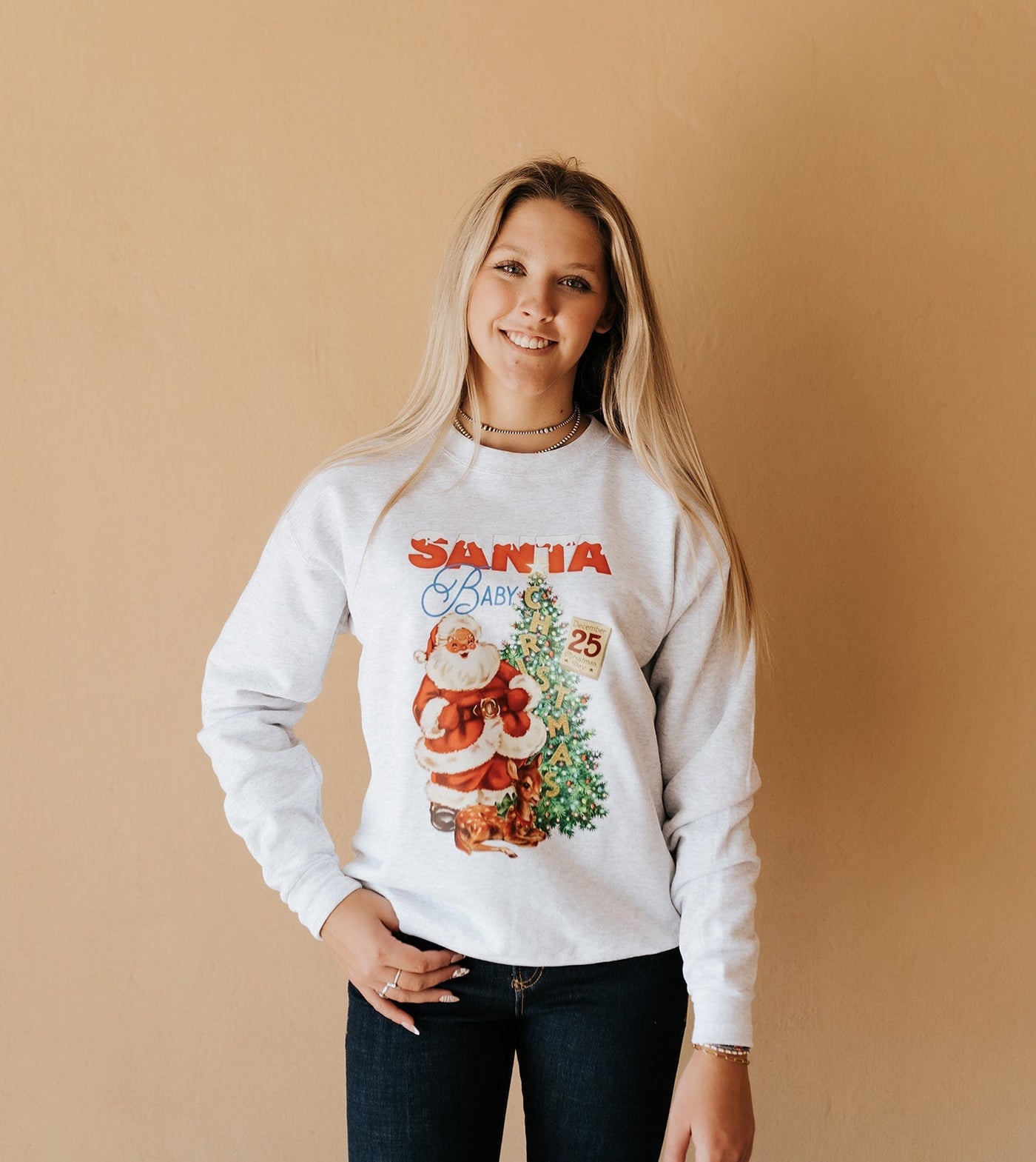 Vintage Santa Baby Sweatshirt - Ash - Southern Soule Designs