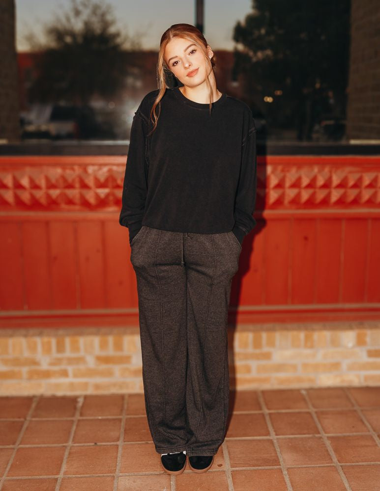 Black High Waist Drawstring Pants DZ24E895