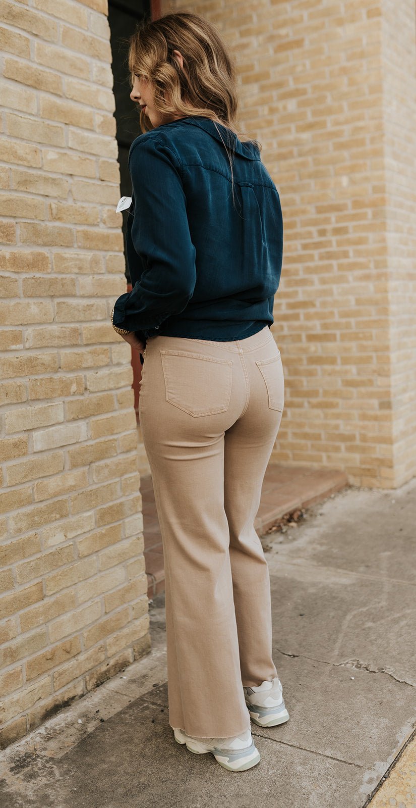 Warm Taupe Fiona Wide Leg Jean - Southern Soule Designs