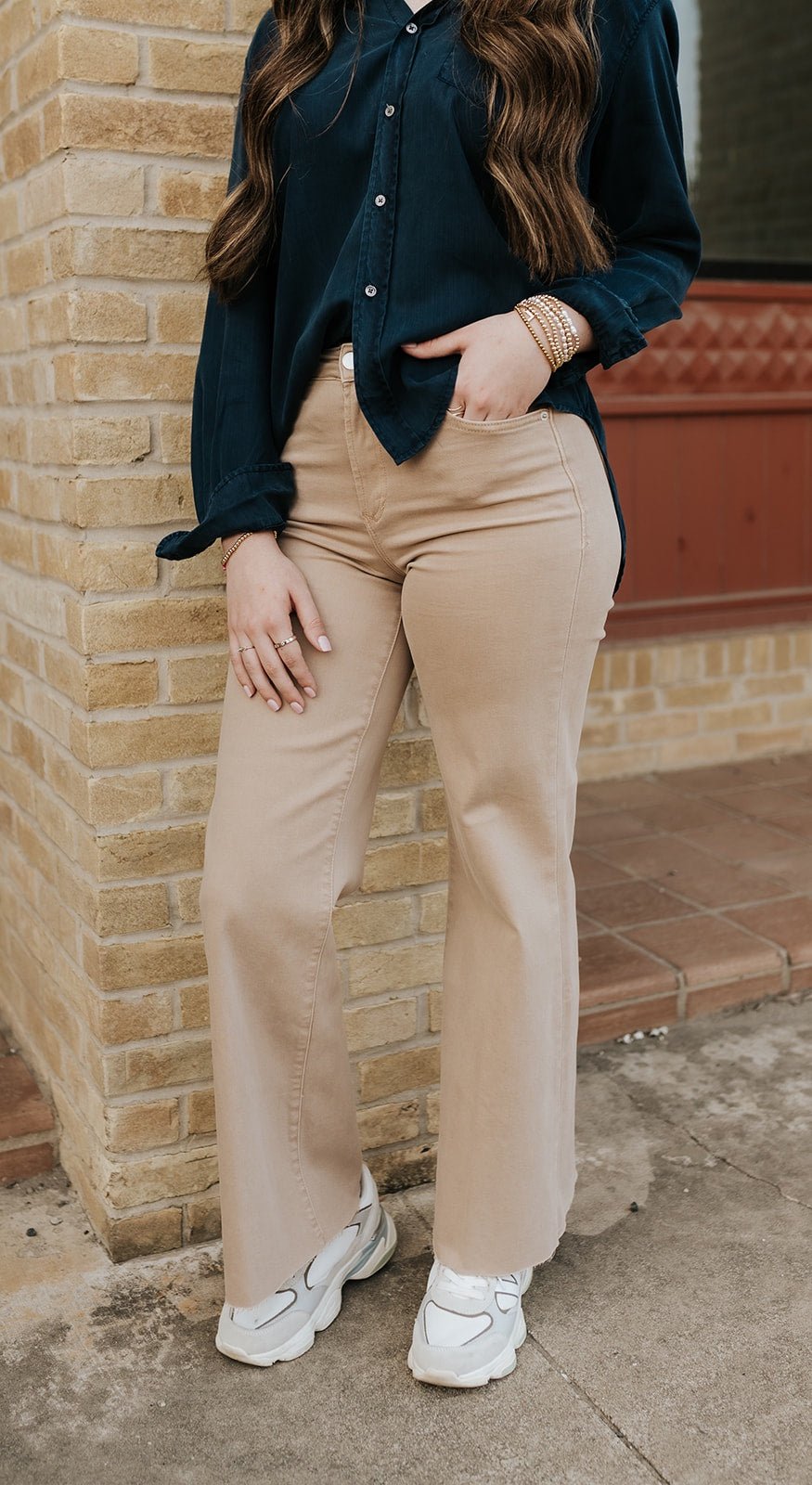 Warm Taupe Fiona Wide Leg Jean - Southern Soule Designs