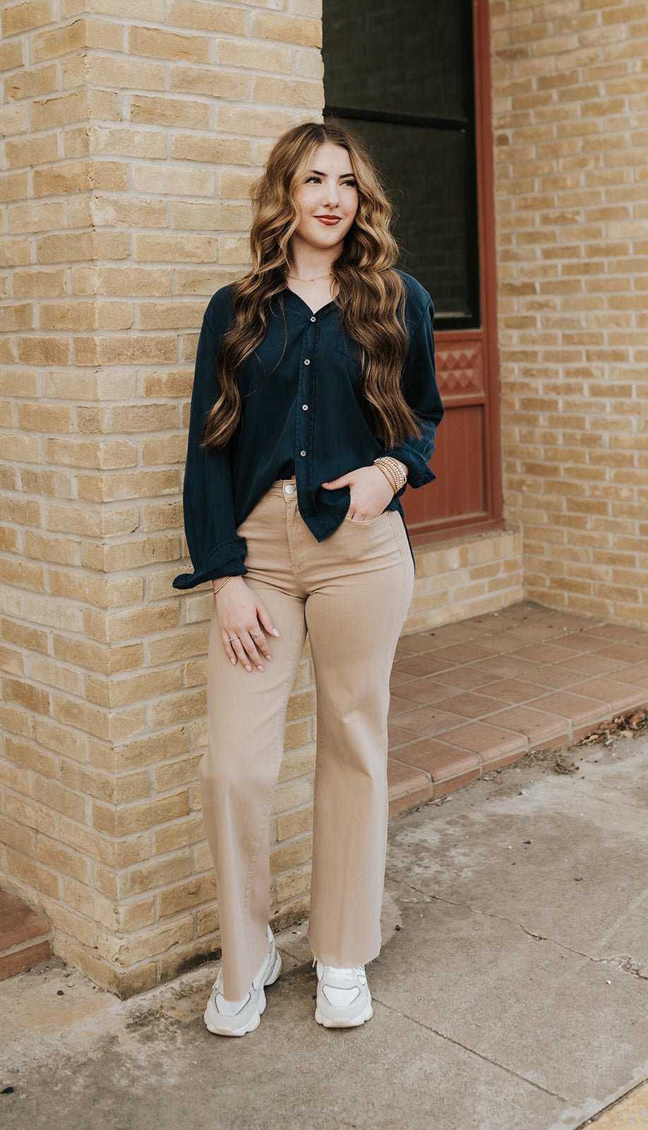 Warm Taupe Fiona Wide Leg Jean - Southern Soule Designs