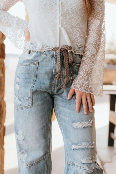 Washed Denim Distressed Jeans JP0488 - Southern Soule Designs