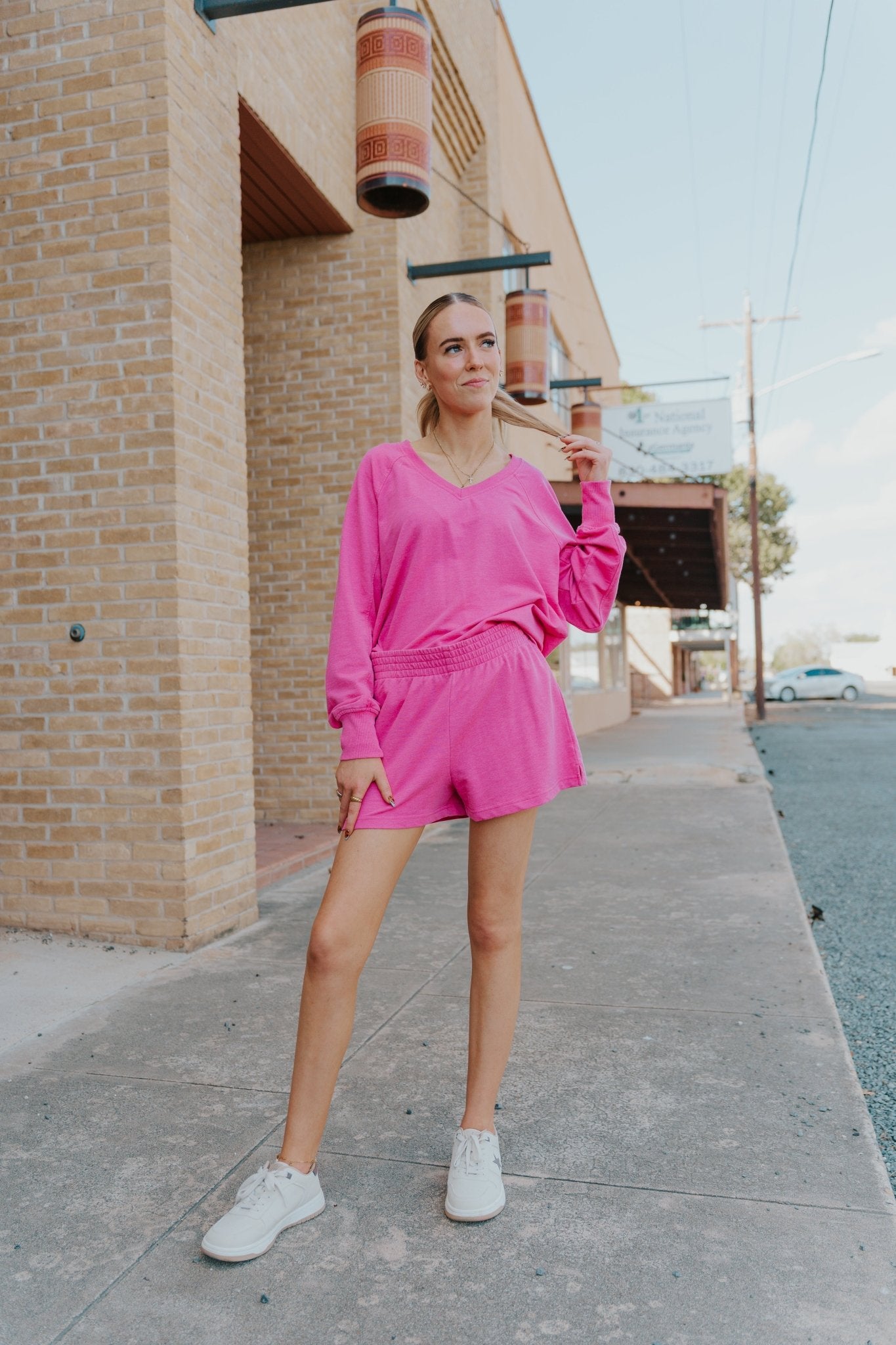 Weekender V Neck Island Pink ZT253919 - Southern Soule Designs