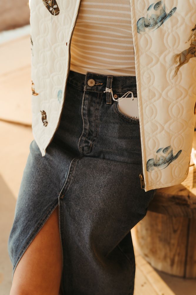 Western Quilted Zip Up Jacket Off White 36307J - Southern Soule Designs