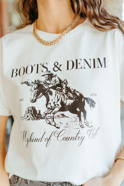 White Boots & Denim Tee 9110L - BDCC - Southern Soule Designs
