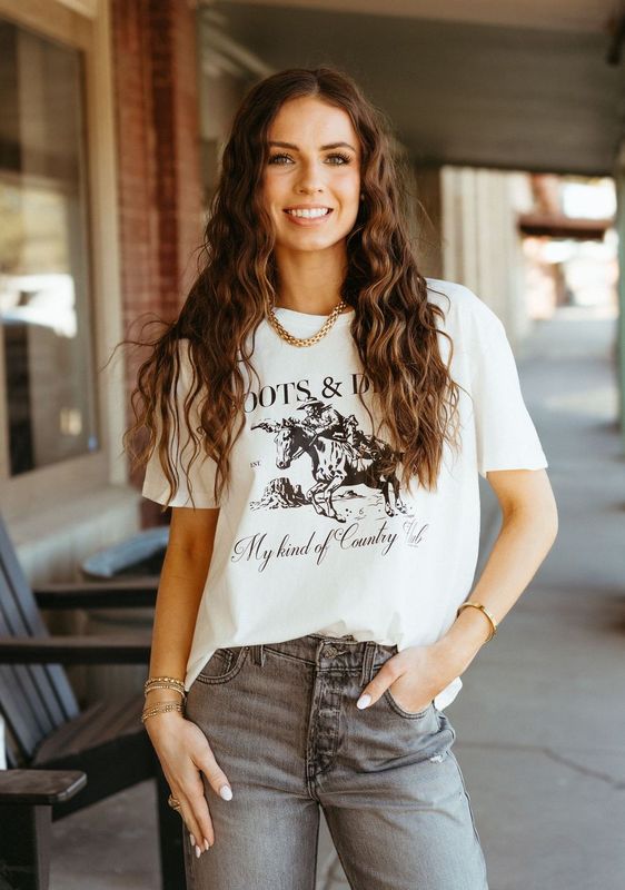 White Boots & Denim Tee 9110L - BDCC - Southern Soule Designs