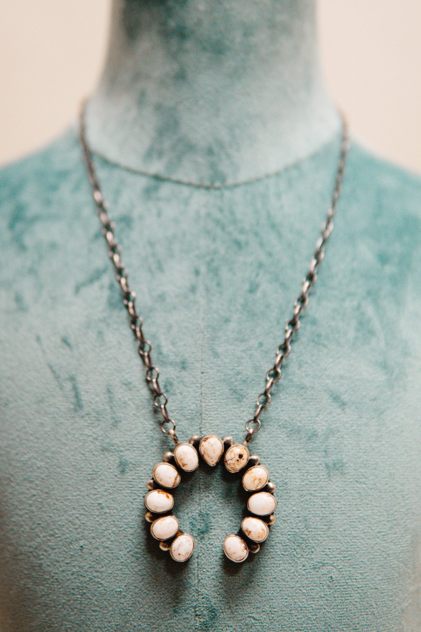 White Buffalo Horseshoe Necklace